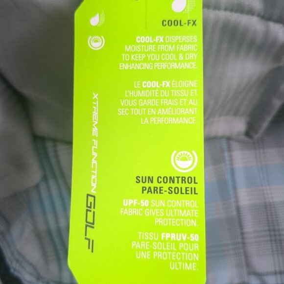 IZOD PerformX Golf Shorts Mens 40 Gray Blue Plaid UPF-50 Outdoor Travel Golf NWT - Picture 15 of 16